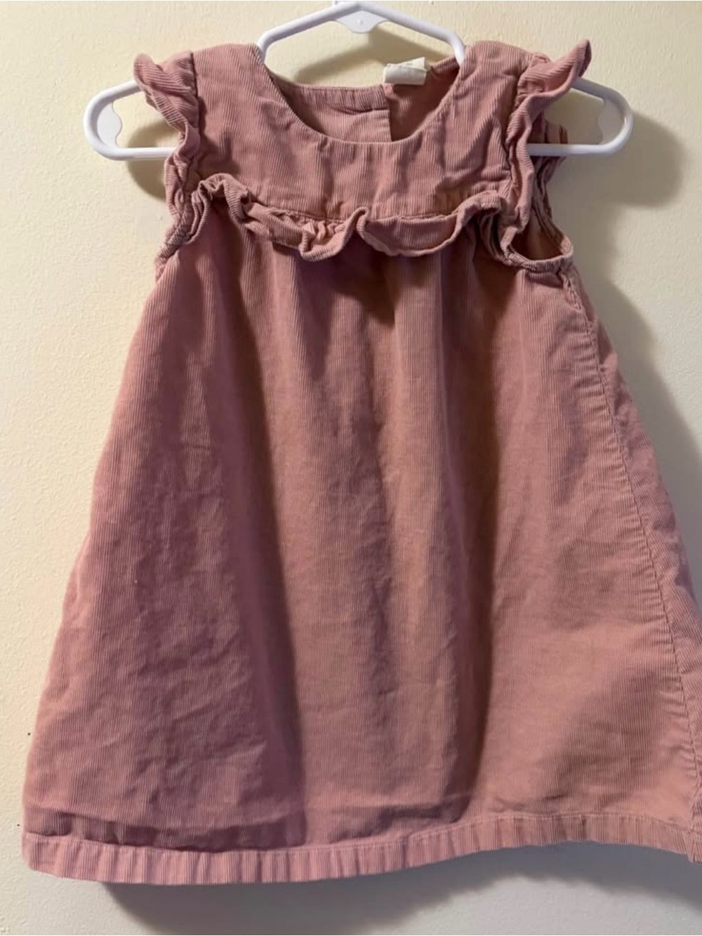 Girls Pink Ruffle Corduroy Dress H&M 12-18 months dusty rose